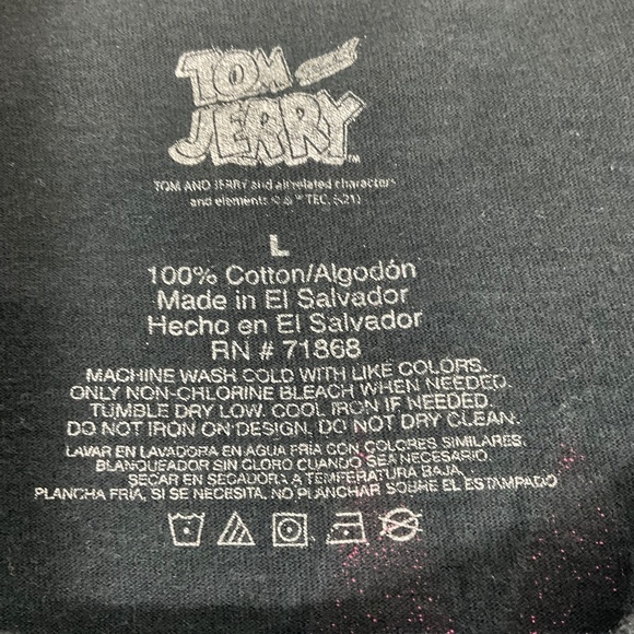 Tom and Jerry Black Graphic Tee Cartoon Shirt Large - Picture 6 of 8